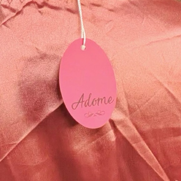 Adome Luxurious Pink Coral Satin Lace Robe - Picture 14 of 14